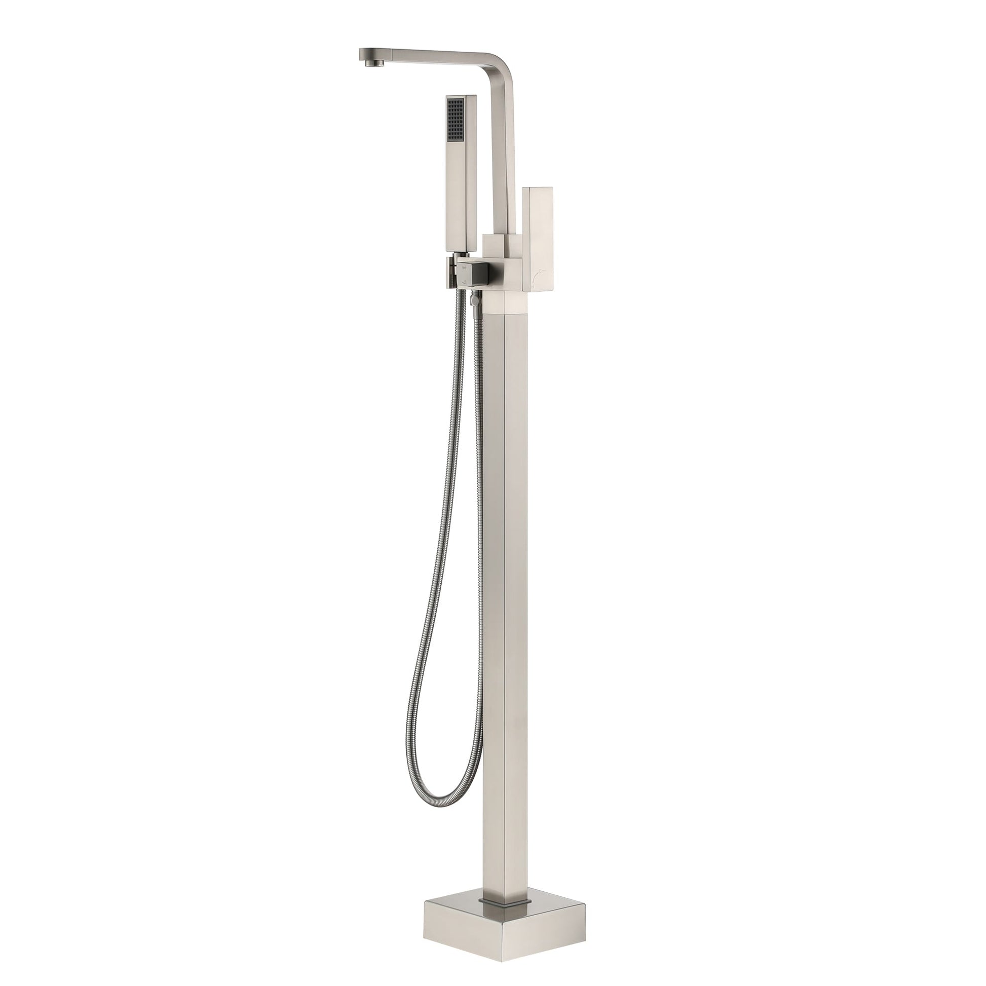 Mondawe Brushed Nickel 1-handle Freestanding High-arc Bathtub Faucet with Hand Shower ( Valve Included )