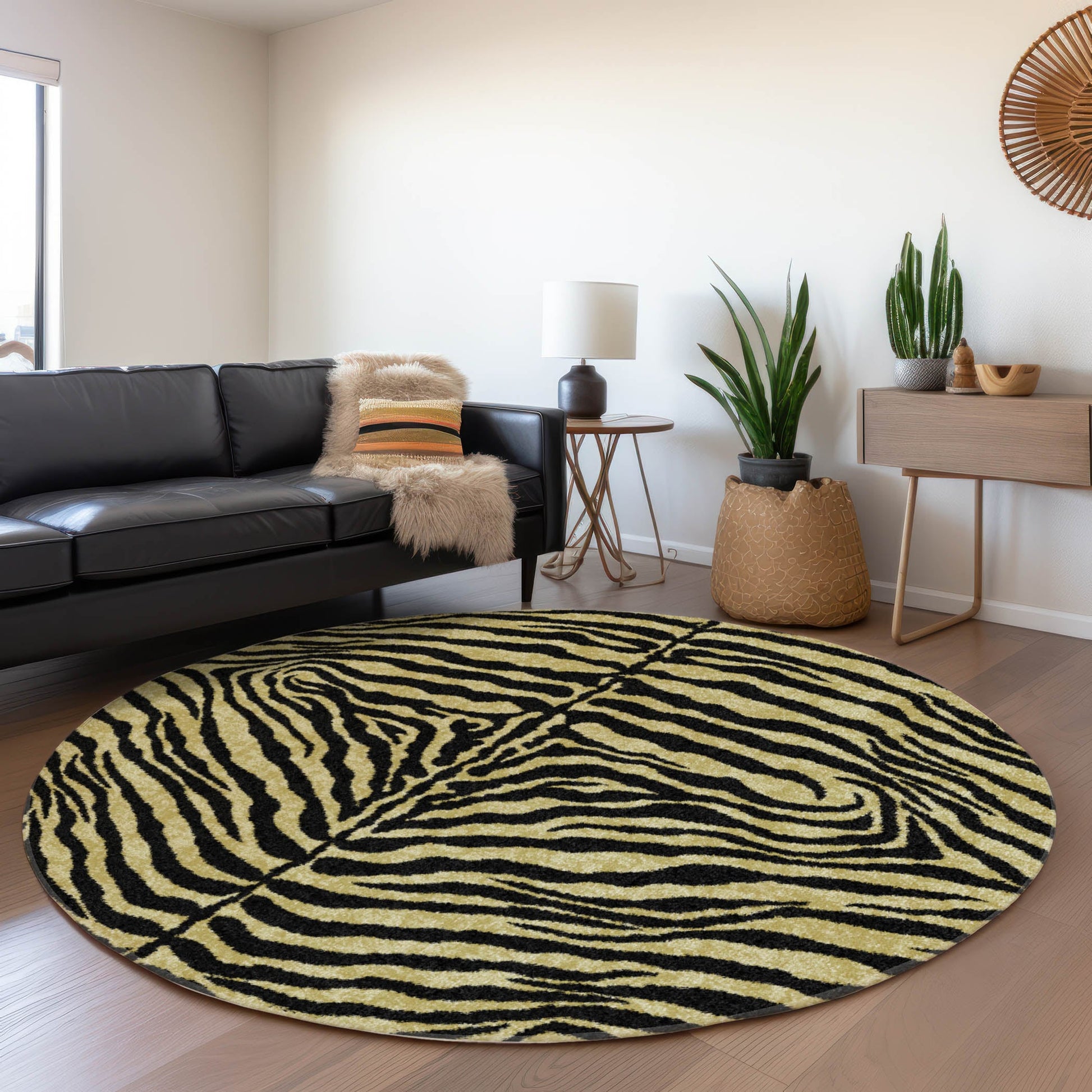 Addison Rugs Mayfield AMF42GI 8 x 8 (ft) Loomed Polyester Gilded Round Indoor Abstract Machine washable Pet Friendly Area rug