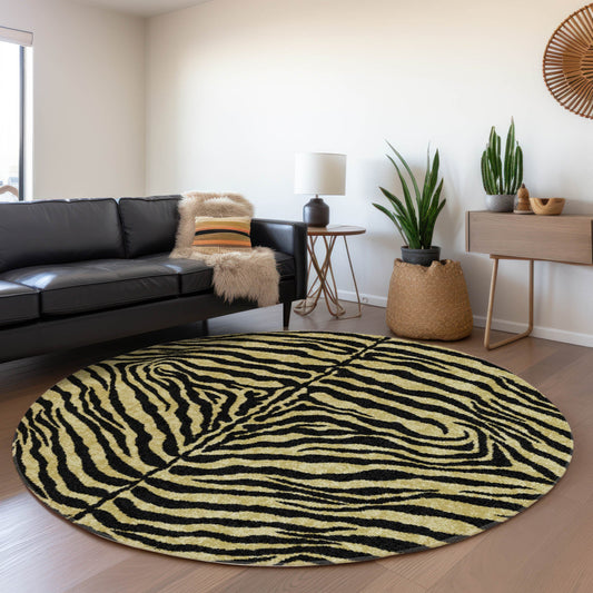 Addison Rugs Mayfield AMF42GI 8 x 8 (ft) Loomed Polyester Gilded Round Indoor Abstract Machine washable Pet Friendly Area rug