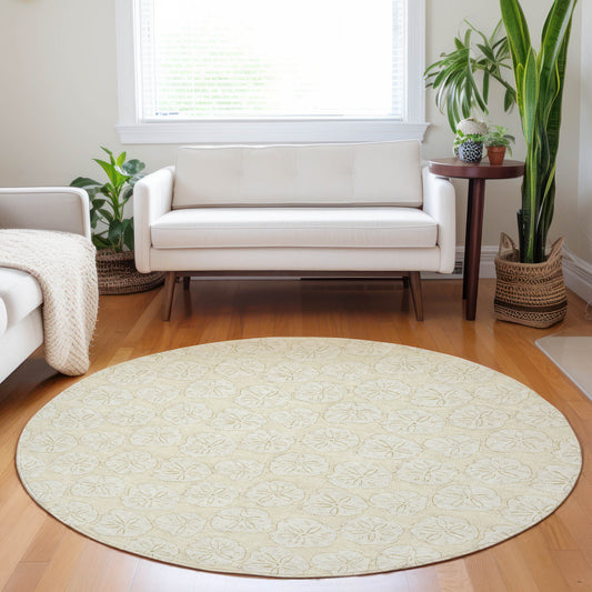 Addison Rugs Mayfield AMF189SD 8 x 8 (ft) Loomed Polyester Sand Round Indoor Geometric Machine washable Pet Friendly Area rug