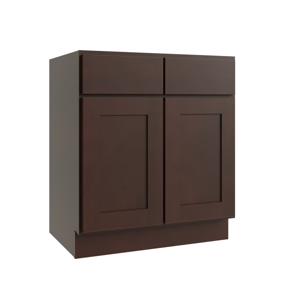 RELIABILT Parkstone 30-in W x 34.5-in H x 24-in D Espresso 2 -Drawers Base Fully Assembled Plywood Cabinet Flat Panel Shaker
