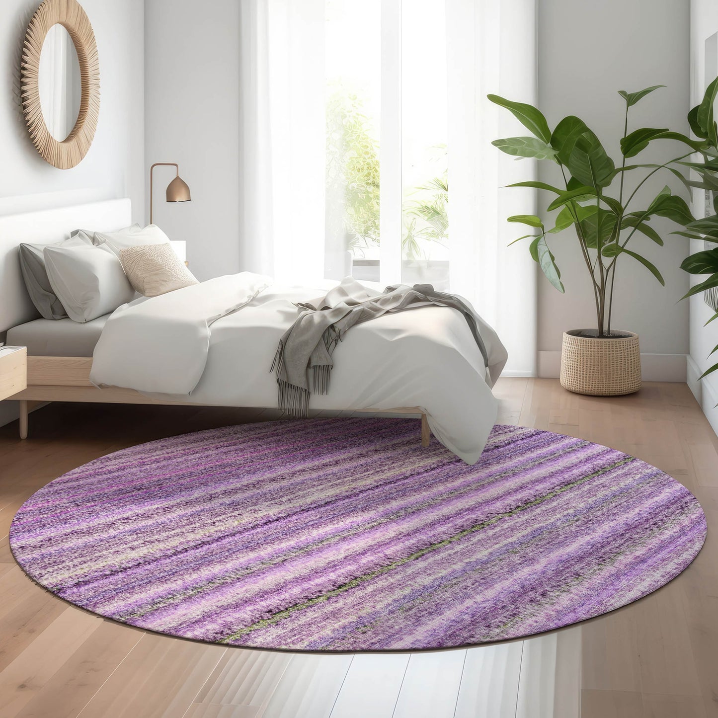 Addison Rugs Mayfield AMF598PP 8 x 8 (ft) Loomed Polyester Purple Round Indoor Geometric Machine washable Pet Friendly Area rug