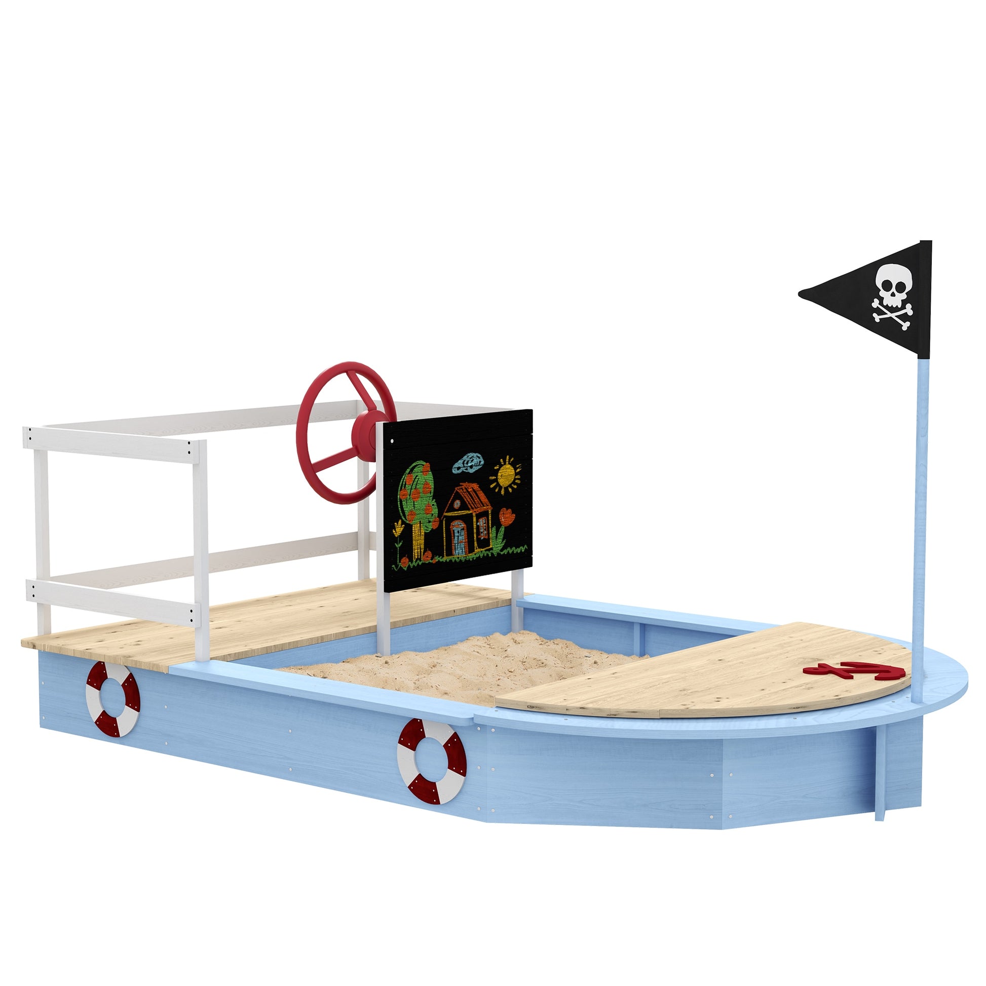 Runesay 68-in x 44-in Blue Irregular Wood Sandbox