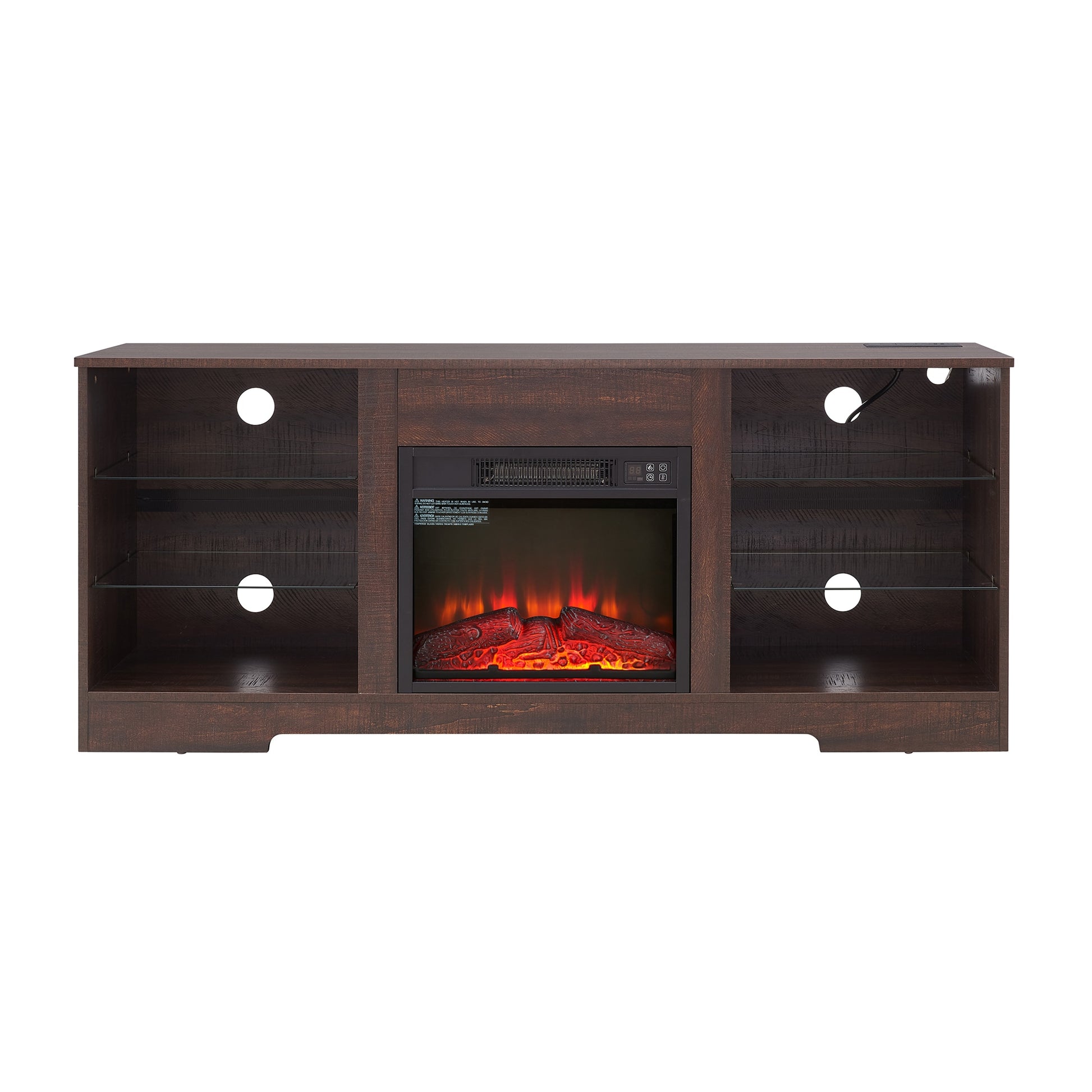 SINOFURN 57.9-in W Espresso TV Stand with Fan-forced Corner or flat wall with Remote Control Included