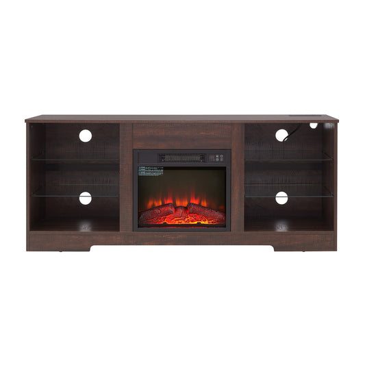 SINOFURN 57.9-in W Espresso TV Stand with Fan-forced Corner or flat wall with Remote Control Included