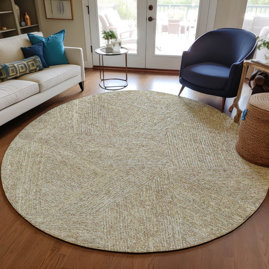 Addison Rugs Chantille ACN991PU 8 x 8 (ft) Loomed Polyester Putty Round Indoor/Outdoor Geometric Machine washable Pet Friendly Area rug