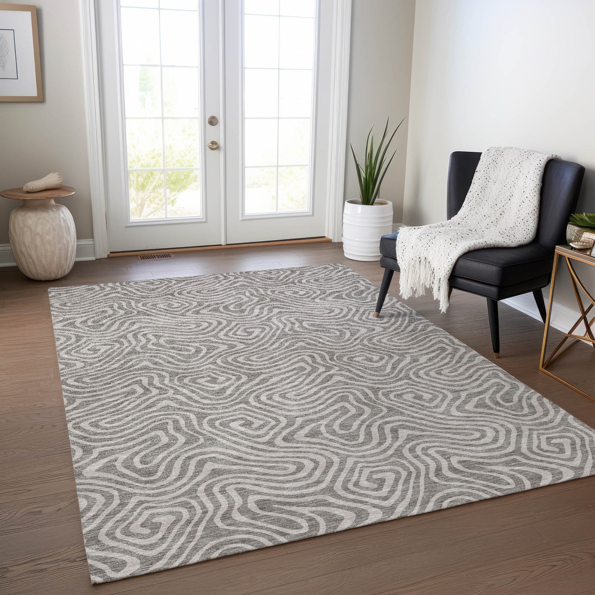 Addison Rugs Chantille ACN1030TP 9 x 12 (ft) Loomed Polyester Taupe Rectangular Indoor/Outdoor Machine washable Pet Friendly Area rug