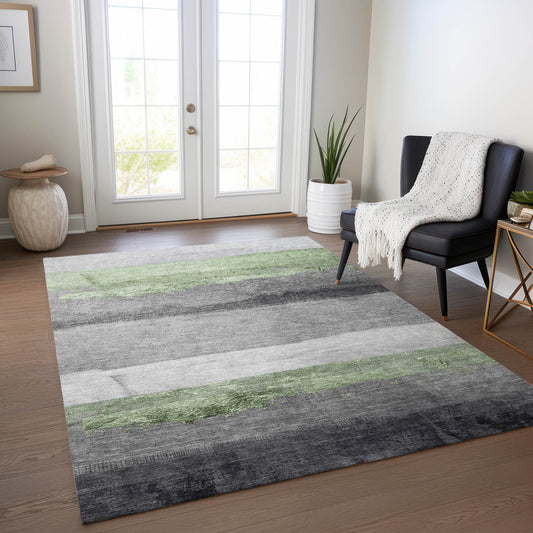 Addison Rugs Chantille ACN1883AL 8 x 10 (ft) Loomed Polyester Aloe Rectangular Indoor/Outdoor Geometric Machine washable Pet Friendly Area rug