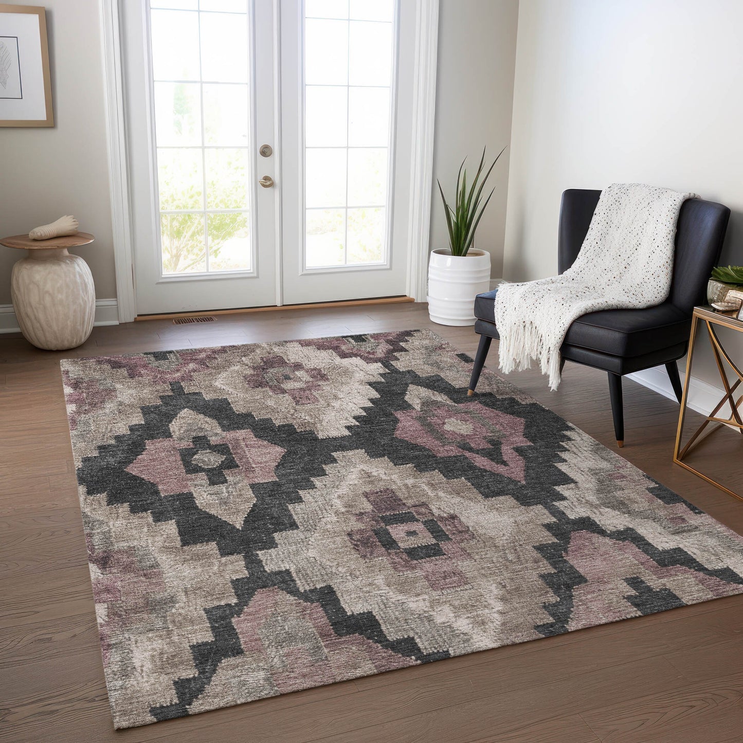 Addison Rugs Chantille ACN1894TP 9 x 12 (ft) Loomed Polyester Taupe Rectangular Indoor/Outdoor Geometric Machine washable Pet Friendly Area rug