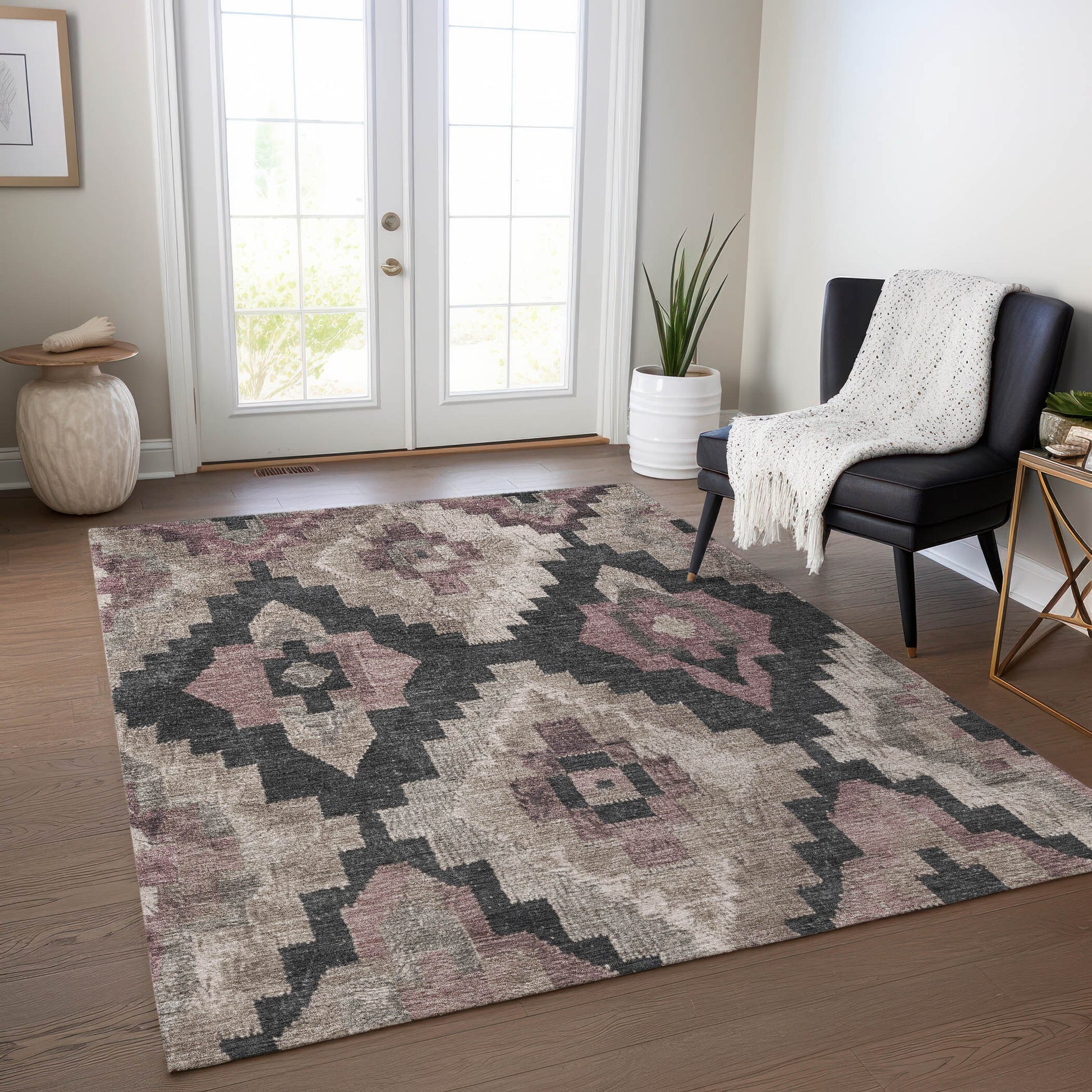 Addison Rugs Chantille ACN1894TP 9 x 12 (ft) Loomed Polyester Taupe Rectangular Indoor/Outdoor Geometric Machine washable Pet Friendly Area rug