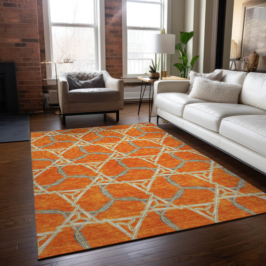 Addison Rugs Chantille ACN959OR 8 x 10 (ft) Loomed Orange Rectangular Indoor/Outdoor Machine washable Pet Friendly Area rug