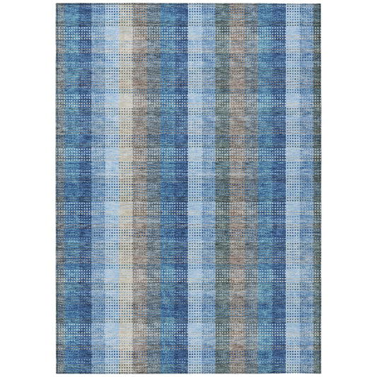 Addison Rugs Chantille ACN966DN 8 x 10 (ft) Loomed Polyester Denim Rectangular Indoor/Outdoor Machine washable Pet Friendly Area rug
