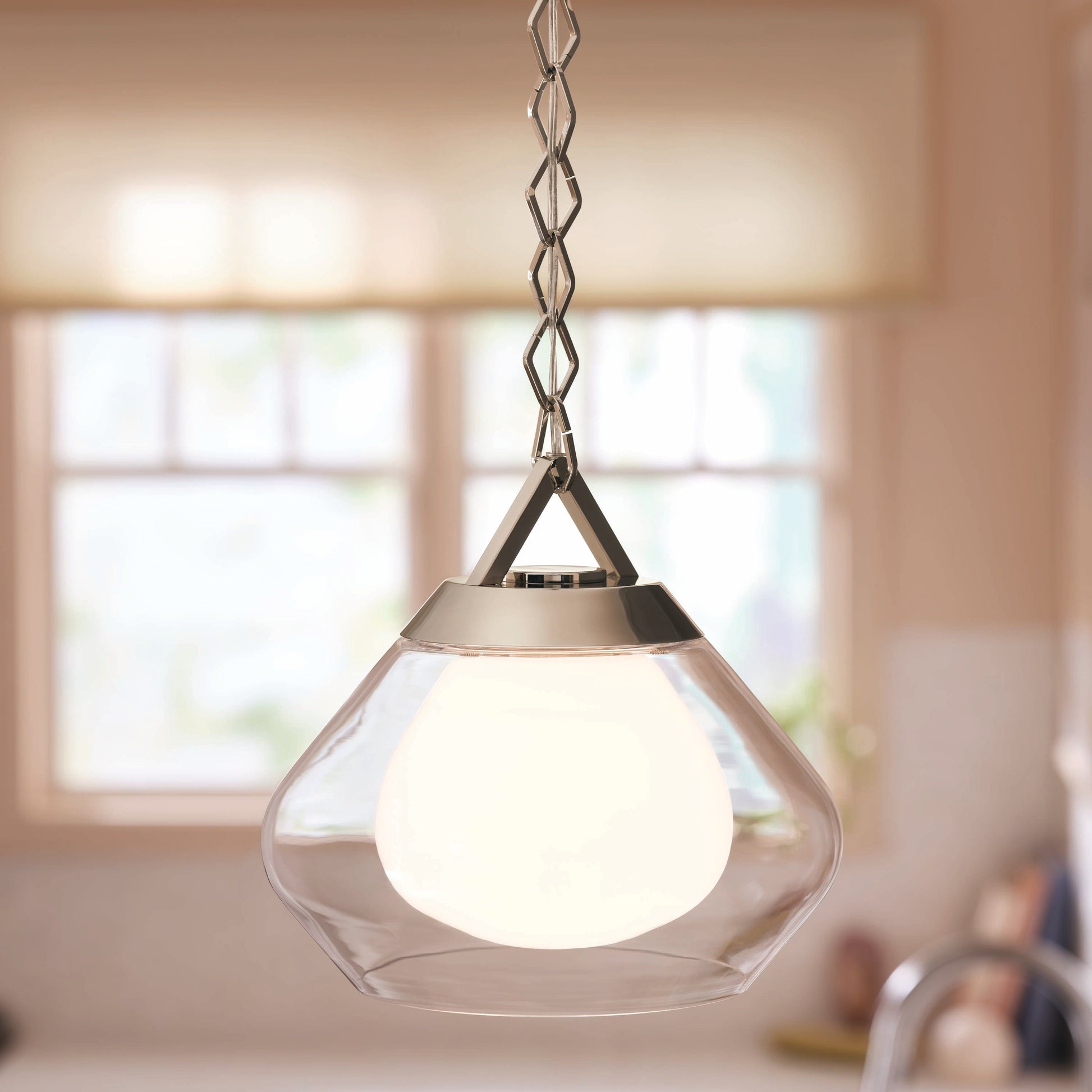 Kichler Nella 1 -Light Polished Nickel Modern/contemporary Clear glass Glass Dome Medium Indoor Hanging Pendant Light