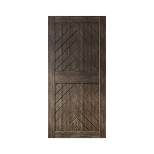 HOMACER 40-in x 84-in Ebony Herringbone Pine Wood Solid core Single Barn Door (Hardware Not Included)