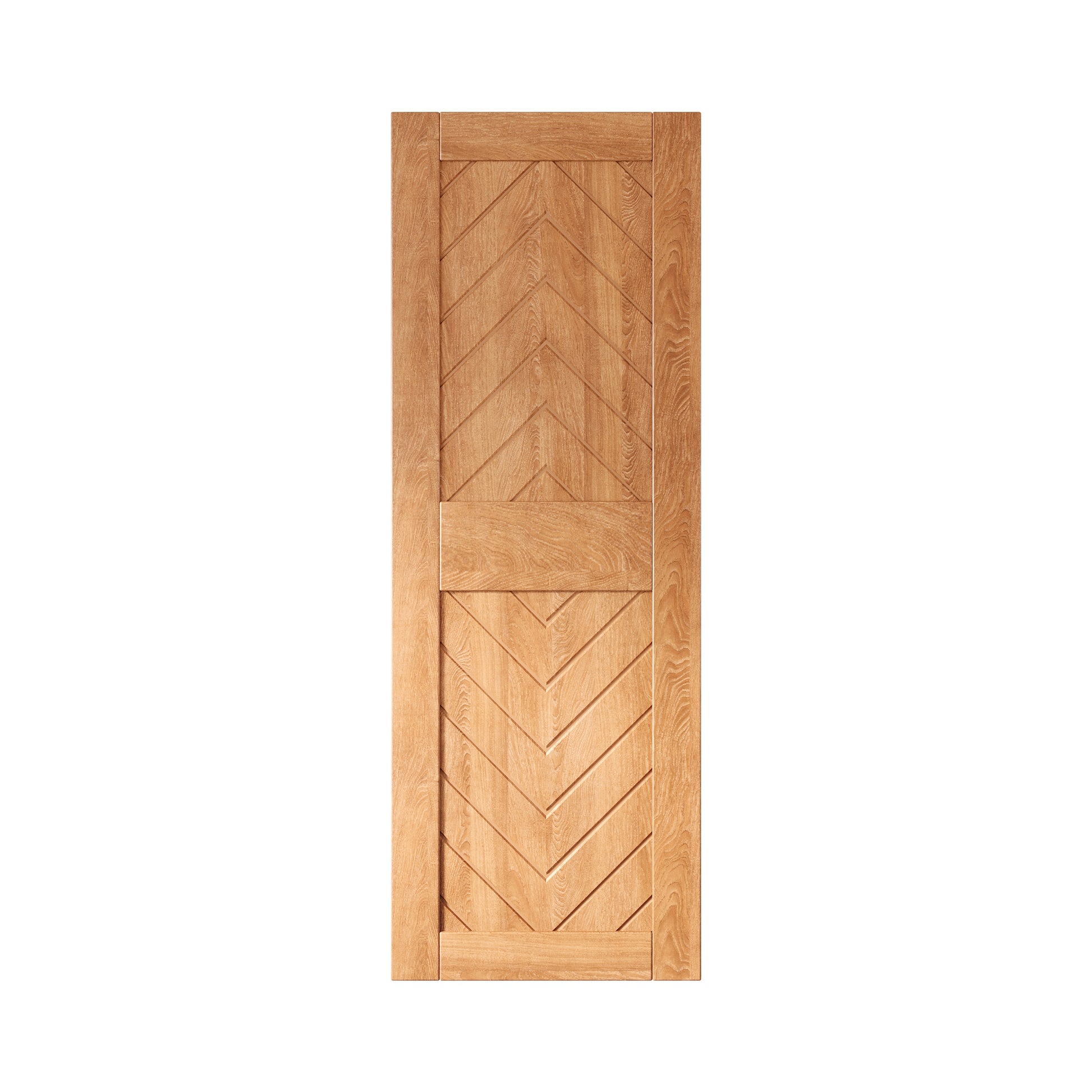 HOMACER 26-in x 84-in Early American Herringbone Pine Wood Solid core Single Barn Door (Hardware Not Included)