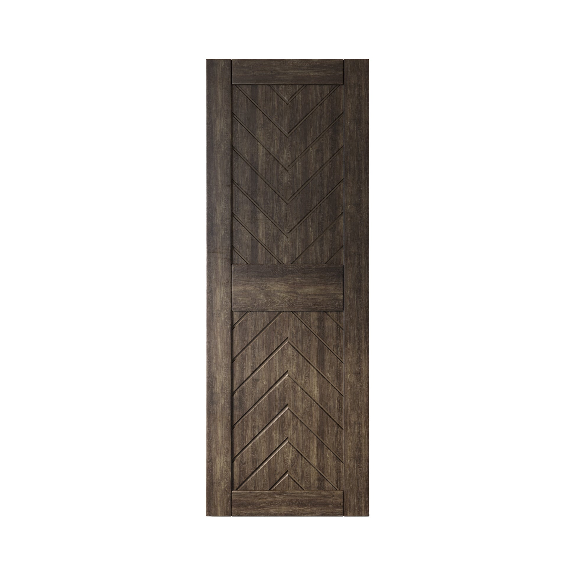 HOMACER 26-in x 84-in Ebony Herringbone Pine Wood Solid core Single Barn Door (Hardware Not Included)