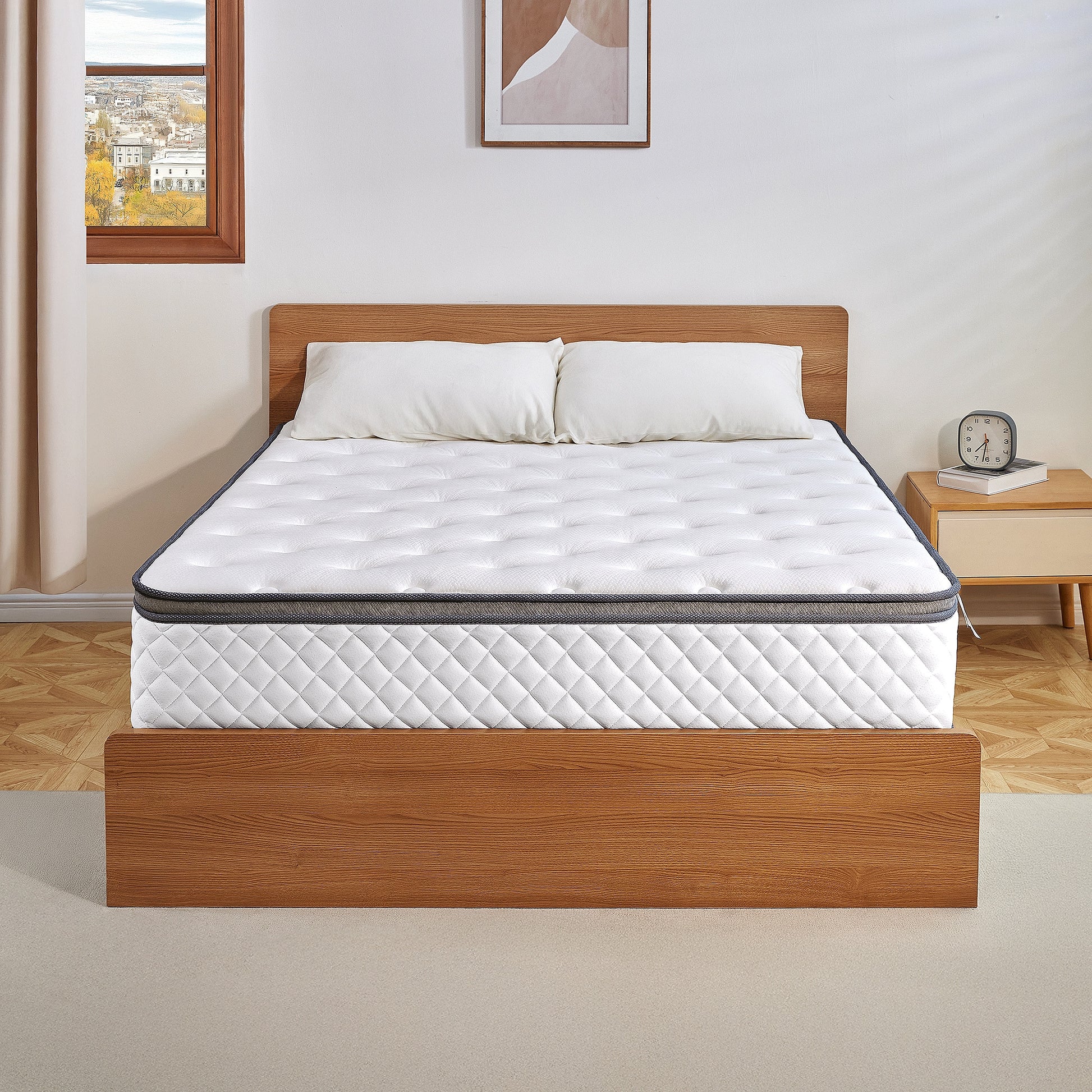 Ifluous 10-in Medium King Hybrid Memory Foam/Coil Blend Mattress in a Box with Boxspring Included