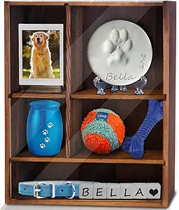 Sofunii Pet Memorial Deep Shadow Box with Shelves for Dogs or Cats,11*14' Solid Wood Pet Frame Urn Ashes Display Case for as Loss Pet Remembrance Memory Keepsake -Carbonization Black