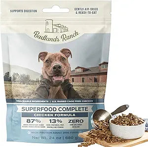 BADLANDS RANCH by Katherine Heigl â€“ Superfood Complete Air-Dried Chicken Dog Food â€“ High Protein with Superfoods for Daily Wellness & Consistent Nutrition â€“ 24 oz