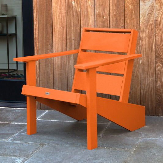highwood Haven Citrus Orange HDPE Frame Stationary Adirondack Chair with Slat Seat