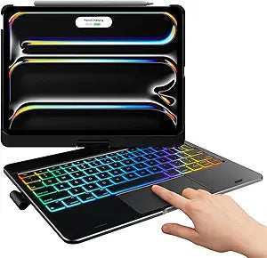 typecase Touch Keyboard Case for iPad Pro 11-inch (M5/M4, 2025/2024), Wireless Keyboard with 11-Color Backlight, 360 Rotatable Protective Case with Pencil Holder, Multi-Touch Trackpad, Black