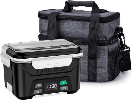 EAST OAK Cordless Electric Lunch Box for Adults, Heated Lunch Box Battery Powered with Automatic Heating, 5.5 Cups Portable Food Warmer with Insulated Carry Bag