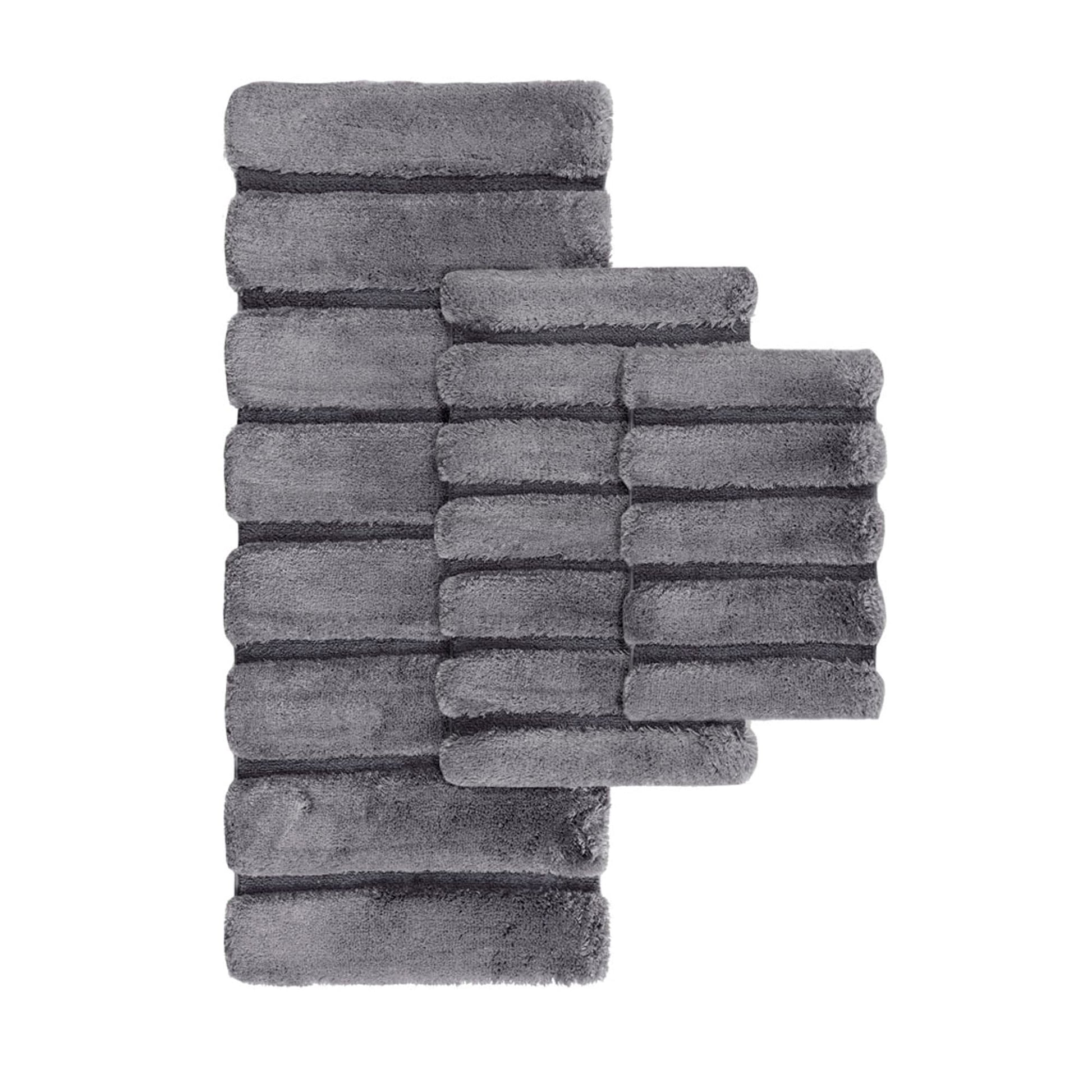 JJJ High-low Stripe Design Bathroom Rug 24-in x 58-in Gray Rug Polyester Bath mat
