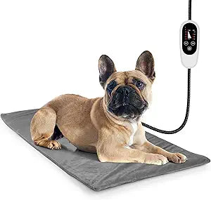 NICREW Dog Heating Pad with Durable Cord Protection, Auto Shut-Off Heated Cat Bed, Adjustable Temperature Warming Mat for Puppies & Senior Pets, 27.5 x 15.7 in