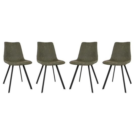 Leisuremod Markley Modern Leather Dining Chair With Metal Legs Set of 4