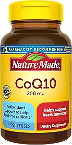 Nature Made CoQ10 200mg Softgels, Dietary Supplement for Heart Health Support, 105 Softgels, 105 Day Supply
