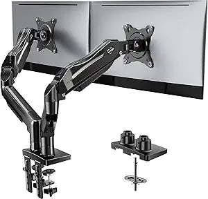 HUANUO Dual Monitor Stand, Fully Adjustable Gaming Monitor Desk Mount for 1332 Computer Screens, Full Motion VESA 75x75/100x100 with C-Clamp & Grommet Base, Each Arm Holds 4.4 to 19.8 lbs