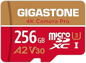 5-Years Data Recovery GIGASTONE 256GB Micro SD Card, 4K Camera Pro, A2 V30 for Smartphone, Gopro, Action Cams, 4K UHD Video, Nintendo-Switch Compatible, Up to 100MB/s, UHS-I U3 C10 with Adapter