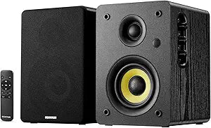 Sanyun SW206 4 HiFi Bookshelf Speakers with Studio Mode, 80W Active, Bluetooth 5.4/Optical/Coaxial/TRS/Aux/24bit DAC USB, for Turntable TV PC Desktop, MDF Cabinet, Remote Control, Black