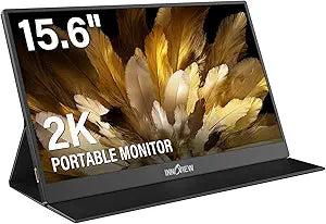 InnoView 15.6 Inch 2K Portable Monitor,2560 1440 QHD Standard HDMI USB C Portable Monitor for Laptop w/Smart Cover Built-in Speaker,HDR Eye Care External Second Screen for PC Mac Phone PS5/4 Xbox