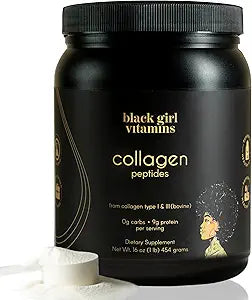 Black Girl Vitamins | Collagen Peptides Powder - Collagen for Skin, Hair & Nails - Unflavored Hydrolyzed Collagen Powder, Dairy-Free, Gluten-Free Collagen for Women and Men - 16oz
