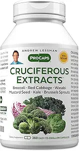 ANDREW LESSMAN Cruciferous Extracts 360 Capsules - High Levels of Glucosinolates and Sulforaphane from Broccoli, Red Cabbage, Mustard Seed, Wasabi, Brussels Sprouts and Kale Extracts, No Additives