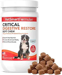 Critical Digestive Restore Soft Chews for Dogs - Veterinarian-Strength Probiotic Support for Optimal Health with 10 Billion CFUs Per Dose