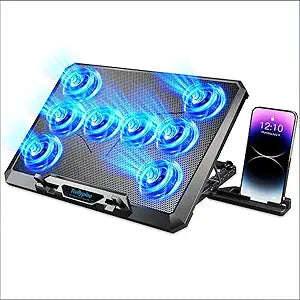 Laptop Cooling Pad for HP Victus HP 15.6 16.1 17.3 inch Gaming Laptop with 8 Fan, Adjustable Speed, 5-Level Height Adjustment, Mute Silent,Built-in Phone Stand