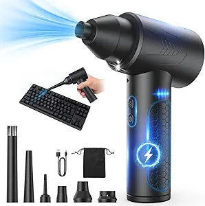 Electric Air Duster 150000RPM Powerful Compressed Air Duster with LED Light, 3 Gears, 7500mAh Battery & Fast Charging, Rechargeable Air Blower for Computer, Keyboard, PC, Car, House & Outdoor