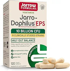 Jarrow Formulas Jarro Dophilus Probiotics 10 Billion CFU - Probiotic Supplement Capsules for Digestive Health & Gut Health for Women and Men, 120 Veggie Capsules, Up to 60 Days, Shelf Stable