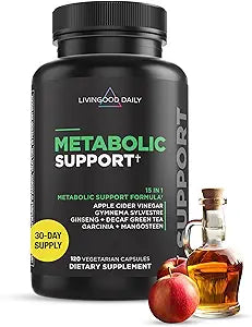 Livingood Daily Metabolism Booster for Women & Men, Metabolic Support (120 Vegetarian Capsules) - Metabolism Boost Supplement Supports Digestive & Heart Health - Non-GMO, Gluten-Free, & Vegan