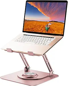 Laptop Stand for Desk, Adjustable Computer Stand with 360 Rotating Base, Ergonomic Laptop Riser for Collaborative Work, Foldable & Portable Laptop Stand, fits for All 10-16' Laptops