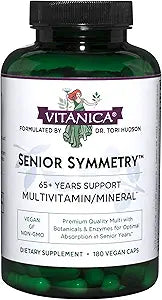 Vitanica, Senior Symmetry, 65 Years and Up Multivitamins and Minerals, Vegan, 180 Capsules