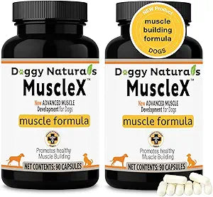 MuscleX Canine Muscle Formula Dogs with CaHMB 500 mg and Vitamin D3 - Natural Muscl Building Formula - Helps Reduce Muscle Loss Due to Normal Aging and Improves Recovery from Injury (180 Capsules)