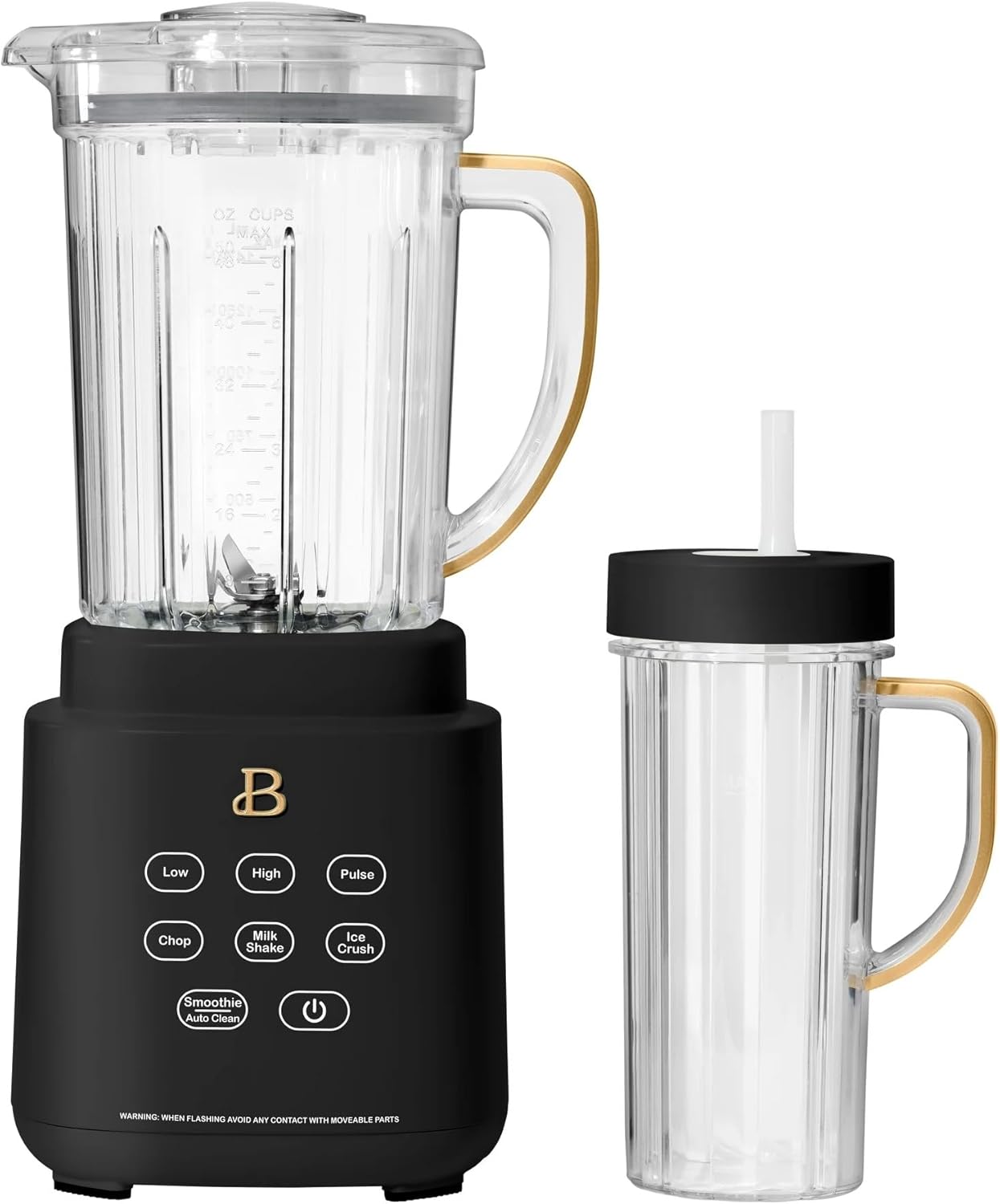 Beautiful PowerExact Blender System with 700W Motor, 50oz Tritan Jar, 20oz Single-Serve Cup, No Drippy Sippy Lid, 3 Speeds & 4 Pre-sets (Black Sesame)