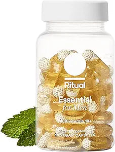 Ritual Multivitamin for Men 18+ with Zinc, Vitamin A and D3 for Immune Function Support*, Omega-3 DHA, B12, K2, Gluten Free, Non-GMO, Vegan, Mint Essenced, 30 Day Supply