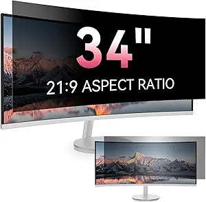 [2026 New] 34 Inch Curved Computer Privacy Screen Protector for 21:9 Aspect Ratio Widescreen Monitor,Removable Eye Protection Anti Glare Blue Light Filter,34in Anti Spy Desktop Security Private Shield