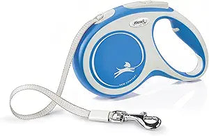 FLEXI New Comfort Tape Retractable Dog Leashes for Medium Dogs Upto 55 lbs. 16 ft., Blue | Tangle Free Pet Walking Leash with One-Handed Brake, Pause, Lock|German Quality Product