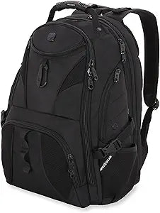 SwissGear 1900 ScanSmart 17 Laptop Backpack Black/Black Reflective Tech Backpack with ScanSmart Compartment Multiple Organizer Pockets & RFID Scan Blocking Technology