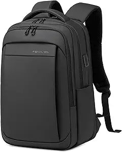 FENRUIEN Expandable Travel Backpack for Men, Water Resistant Computer Backpack with USB Charging Port Black Laptop Bag 17.3 Inch